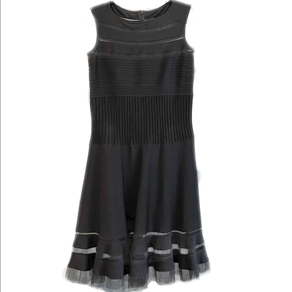 Tadashi Shoji Illusion Mesh Black Dress